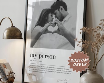 Personalized My Person Definition Print, Custom Print with Photo, Romantic Gift, Anniversary Boyfriend Girlfriend Gift, Valentine's Day Gift