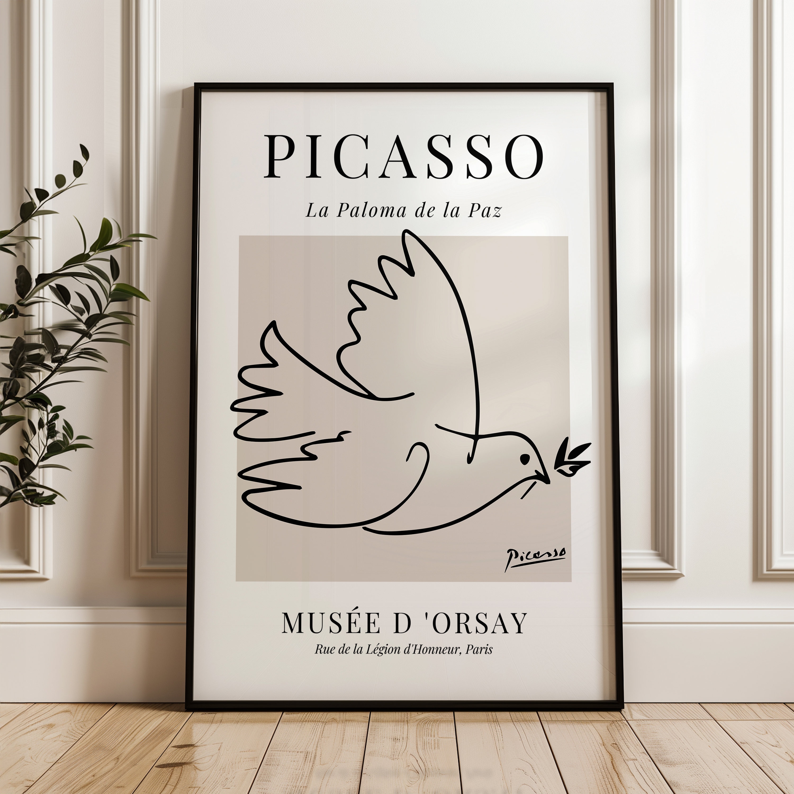 ピカソの鳩、パブロ・ピカソの線画、ヴィンテージ展覧会ポスター