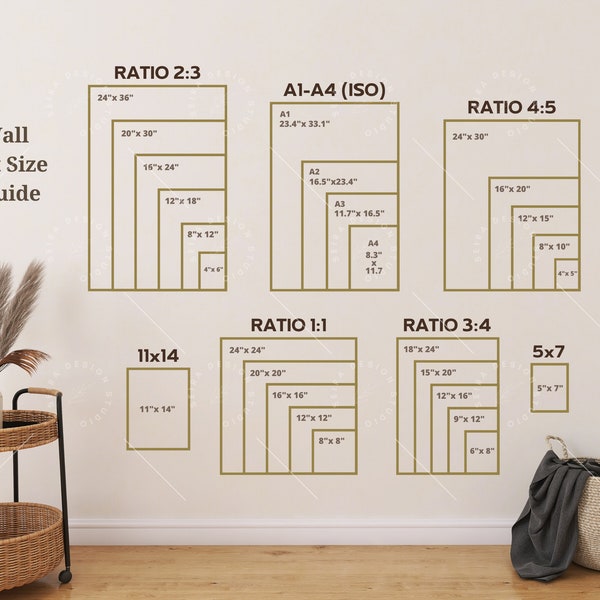 Wall Art Size Guide, Frame Size Guide, Print Size Guide, Comparison Chart, Poster Size Chart, Wall Display Guide, Frame Aspect Ratio