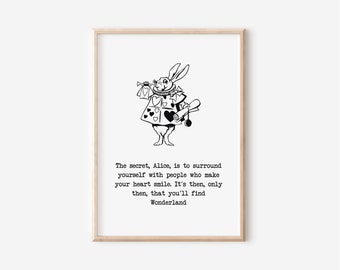 Alice In Wonderland Print, The Secret Alice, Lewis Carroll Wall Art , Book Quotes Print , Adventure Quote Prints, Alice in Wonderland Quotes