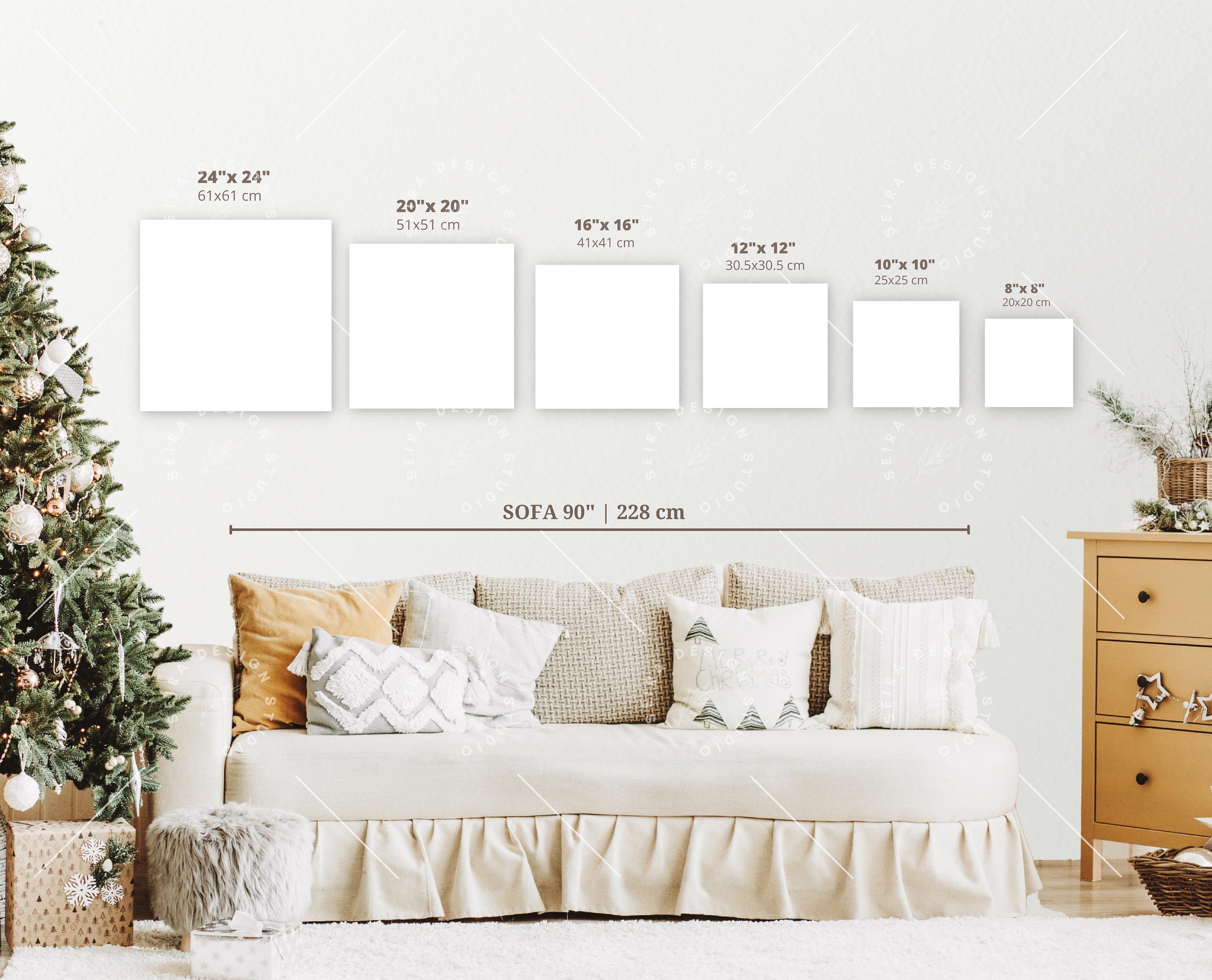 Wall Art Size Guide, Square Frame Sizes Guide, Canvas Size Guide 