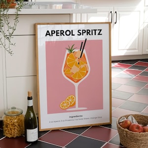 Aperol Spritz Print, Aperol Spritz Decor, Aperol Spritz Poster, Retro Cocktail Print, Bar Cart Art, Cocktail Print, Cocktail Printable