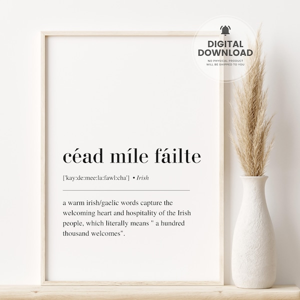 Céad Míle Fáilte, Ireland Print, Irish Print, Irish Gift, Irish Wall Art, Irish Sayings, Gaelic Print, Welcome Sign, Irish Home Decor