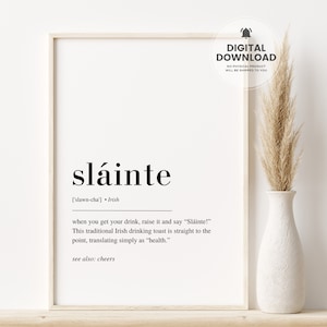 Slainte, Slainte Sign, Slainte Print, Irish Sayings, Bar Decor, Irish Cheers, Irish Wall Art, Scotland Slang, Irish Prints, Download Print