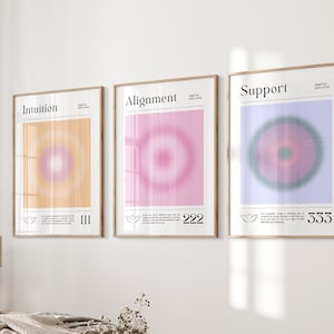 Angel Number Poster 111, 222 , 333, Aura Poster, Angel Number Poster, Gradient Aura Angel Print, Spiritual Wall Art, Trendy Wall Art