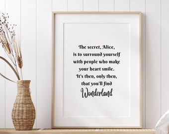 Alice In Wonderland Print, The Secret Alice, Lewis Carroll Quotes, Book Quotes Print , Alice in Wonderland Decor, Alice in Wonderland Quotes