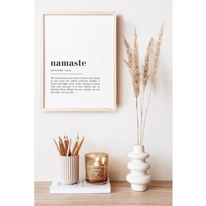 Namaste Definiton Print, Namaste Sign, Namaste Print, Yoga Poster, Meditation Print, Yoga Wall Decor, Printable Wall Art, Namaste Poster image 4