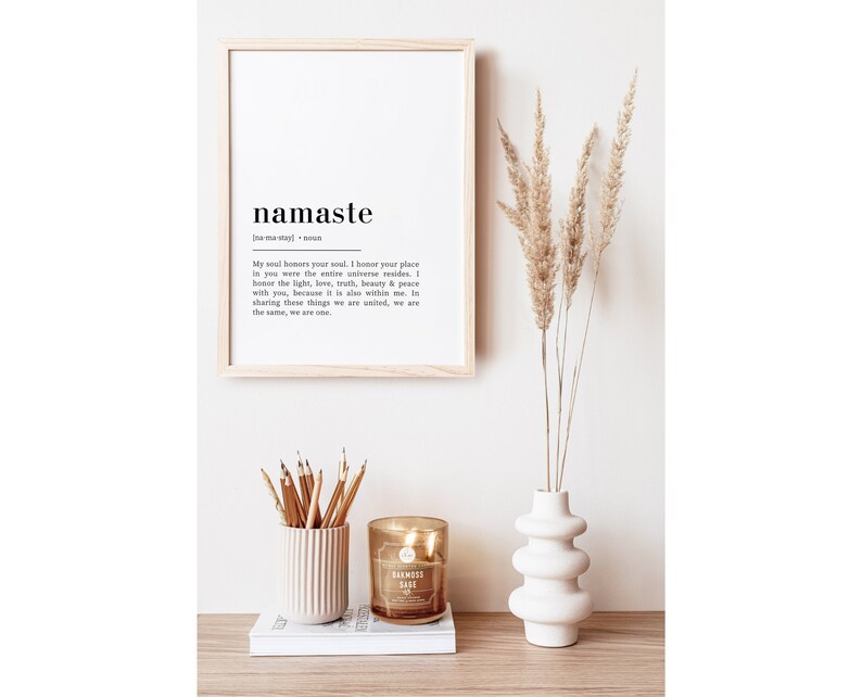 Namaste Definiton Print, Namaste Sign, Namaste Print, Yoga Poster, Meditation Print, Yoga Wall Decor, Printable Wall Art, Namaste Poster image 4