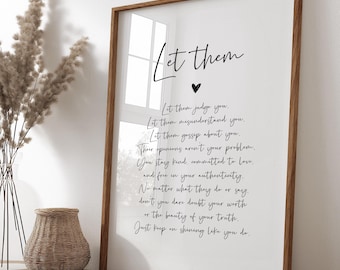 Let Them Wall Art, Motivational Wall Art, Motivational Poster, Office Decor, Self Love Poster, Printable Wall Art, Inspirational Wall Art