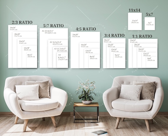 Wall Art Size Guide, Frame Size Guide, Poster Size Chart