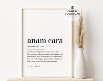 Irish Print, Anam Cara, Irish Home Decor, Ireland Print, Irish Wall Art, Printable Wall Art, Gaelic Print, Anniversary Gift, Wedding Gift