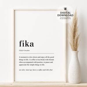 Fika Definition Druck, Fika Druck, Fika Zeichen, skandinavischer Druck, schwedischer Druck, Nordische Wanddekoration, Wohnzimmer Dekor, skandinavische Wandkunst