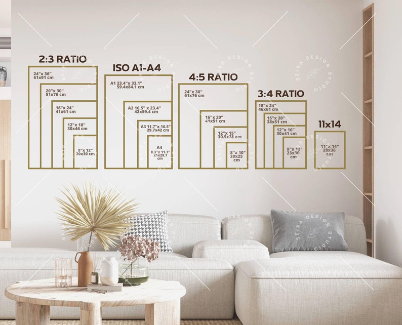 Wall Art Size Guide Frame Size Guide Print Size Guide - Etsy