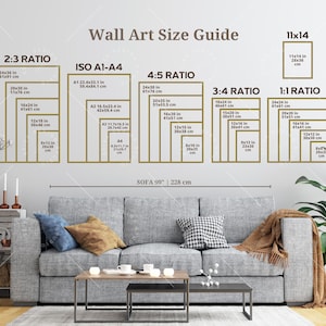 Guida alle dimensioni delle opere d&#39;arte da parete, Guida alle dimensioni delle cornici standard, Guida alle dimensioni delle cornici per il soggiorno, Guida alle dimensioni dei poster