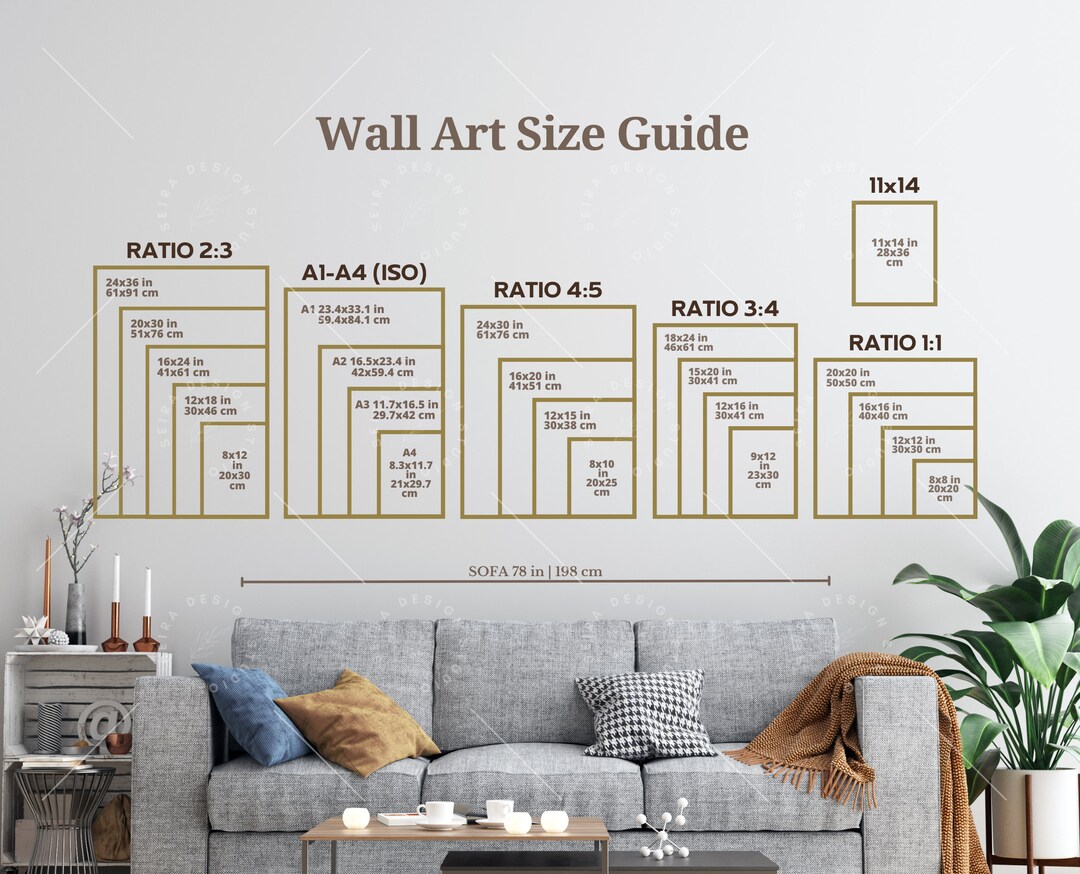 Wall Art Size Guide Standard Frame Sizes Guide Living Room - Etsy Ireland