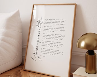 Custom Poem Print, Printable Poetry, Personalized Poem Poster, Custom Text Song Quote, Housewarming Gift, Anniversary Gift, Printable Art