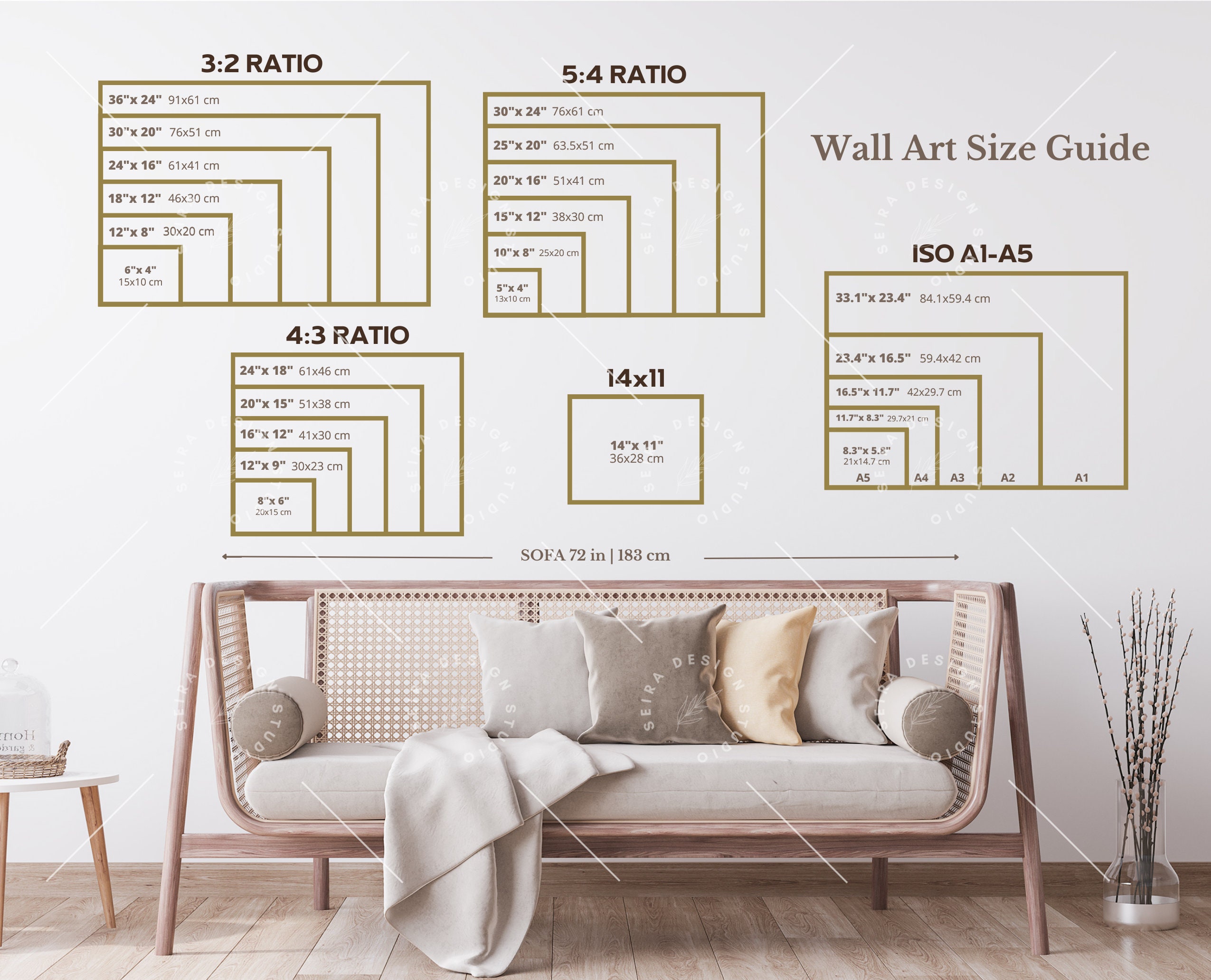 Wall Art Size Guide Frame Size Guide Poster Size Chart Etsy