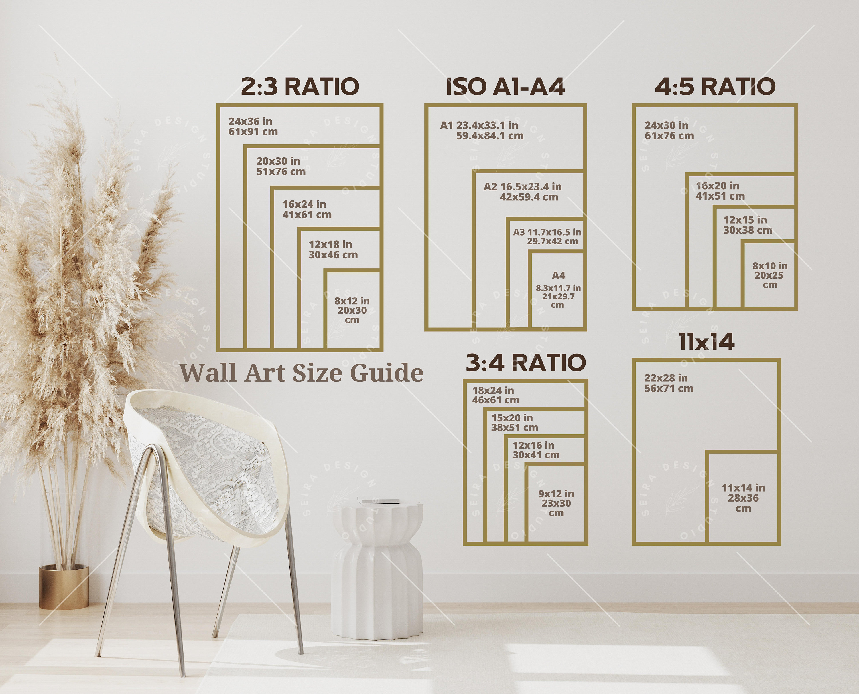 Wall Art Size Guide, Frame Size Guide, Print Size Guide