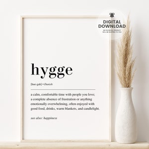 Hygge Definition Print, Hygge Decor, Hygge Print, Scandinavian Decor, Scandinavian Print, Hygge Poster, Printable Wall Art, Living Room Art