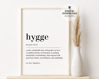 Hygge Definition Print, Hygge Decor, Hygge Print, Scandinavian Decor, Scandinavian Print, Hygge Poster, Printable Wall Art, Living Room Art