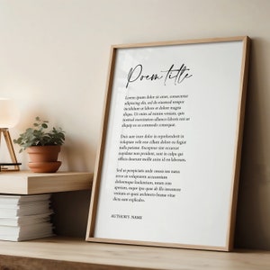 Custom Poem Print, Printable Poetry, Personalized Poem Poster, Custom Text Song Quote, Housewarming Gift, Anniversary Gift, Printable Art