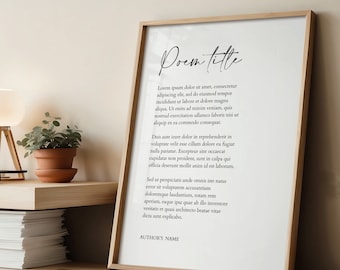 Custom Poem Print, Printable Poetry, Personalized Poem Poster, Custom Text Song Quote, Housewarming Gift, Anniversary Gift, Printable Art
