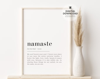 Namaste Definiton Print, Namaste Zeichen, Namaste Print, Yoga Poster, Meditation Print, Yoga Wanddekor, druckbare Wandkunst, Namaste Poster