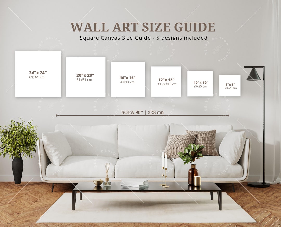 Wall Art Size Guide, Square Frame Sizes Guide, Canvas Size Guide