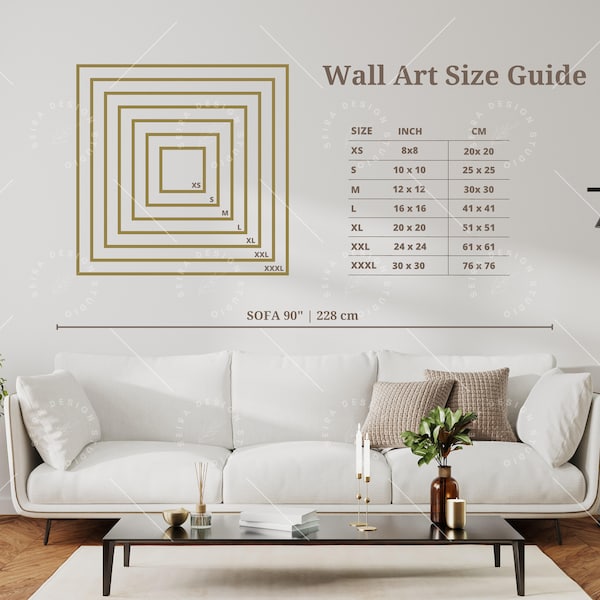 Wall Art Size Guide, Square Frame Sizes Guide, Canvas Size Guide, Poster Sizes Guide, 1:1 Aspect Ratio, Square Wall Art Size Guide