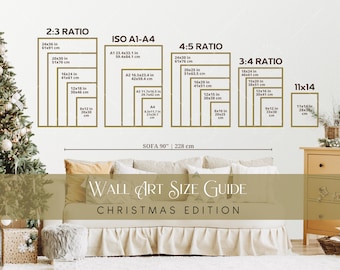 Wall Art Size Guide, Frame Size Guide, Print Size Guide, Comparison Chart, Poster Size Chart, Vertical Art Size Guide, Christmas Size Guide