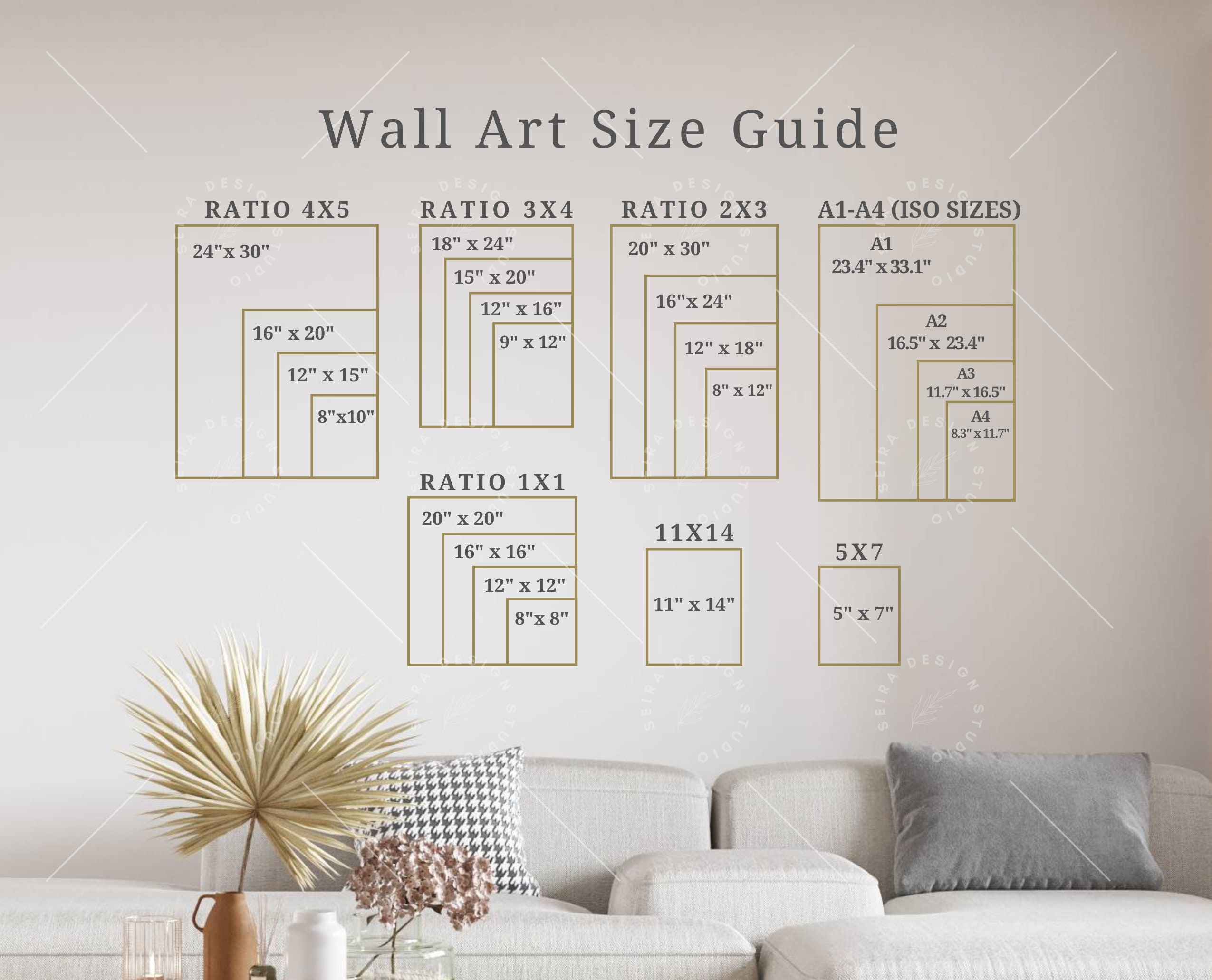 Wall Art Size Guide Frame Size Guide Print Size Guide 