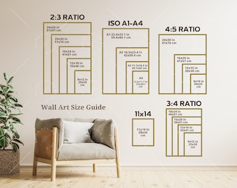 Wall Art Size Guide, Frame Size Guide, Print Size Guide, Comparison Chart, Poster Size Chart, Wall Display Guide, Boho Wall Art Size Guide