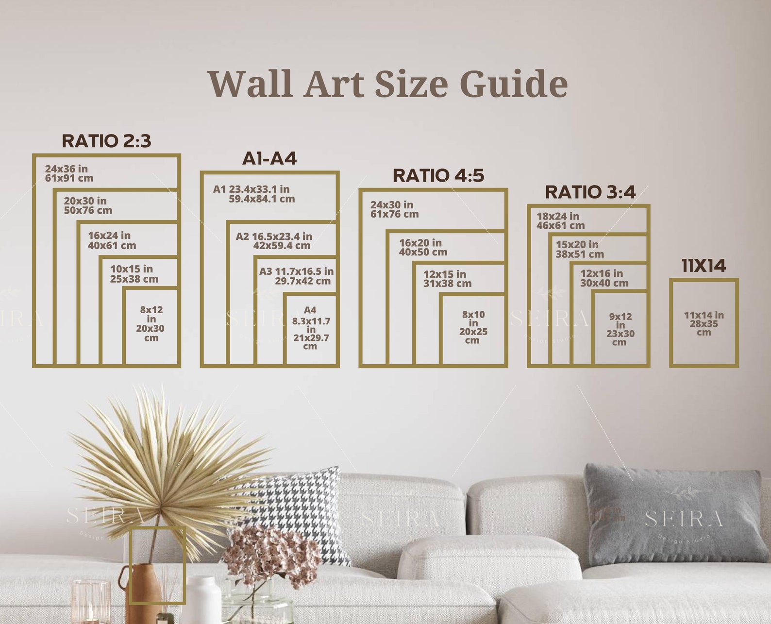 Wall Art Size Guide Frame Size Guide Print Size Guide - Etsy UK