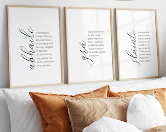Abhaile, Grá, Sláinte, Ierse print, Iers gezegde, Ierse muurkunst, Iers interieur, Ierse print, Ierland print, Iers decor, Ierland poster