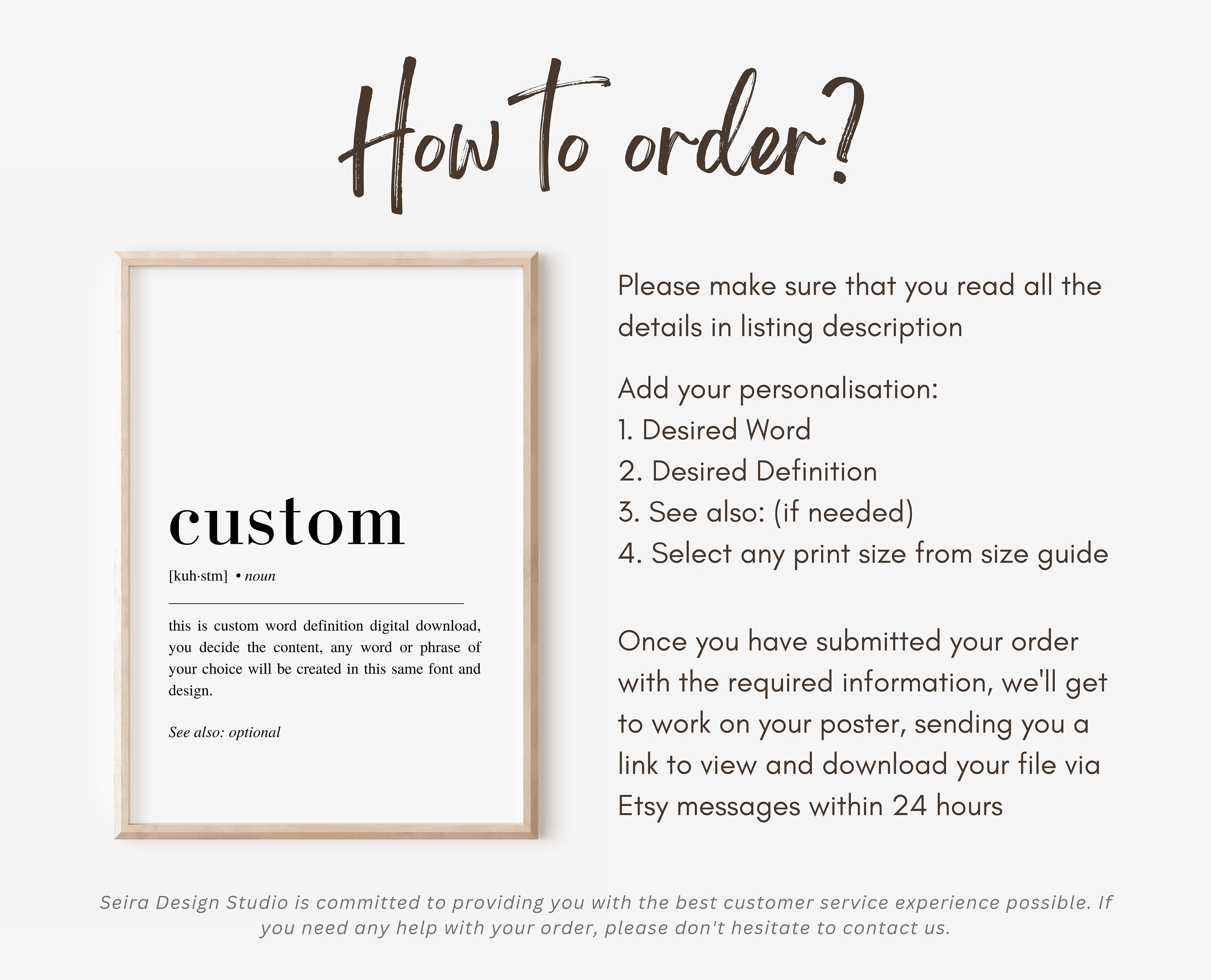 Custom Definition Print, Custom Definition Poster, Custom Quote Print ...