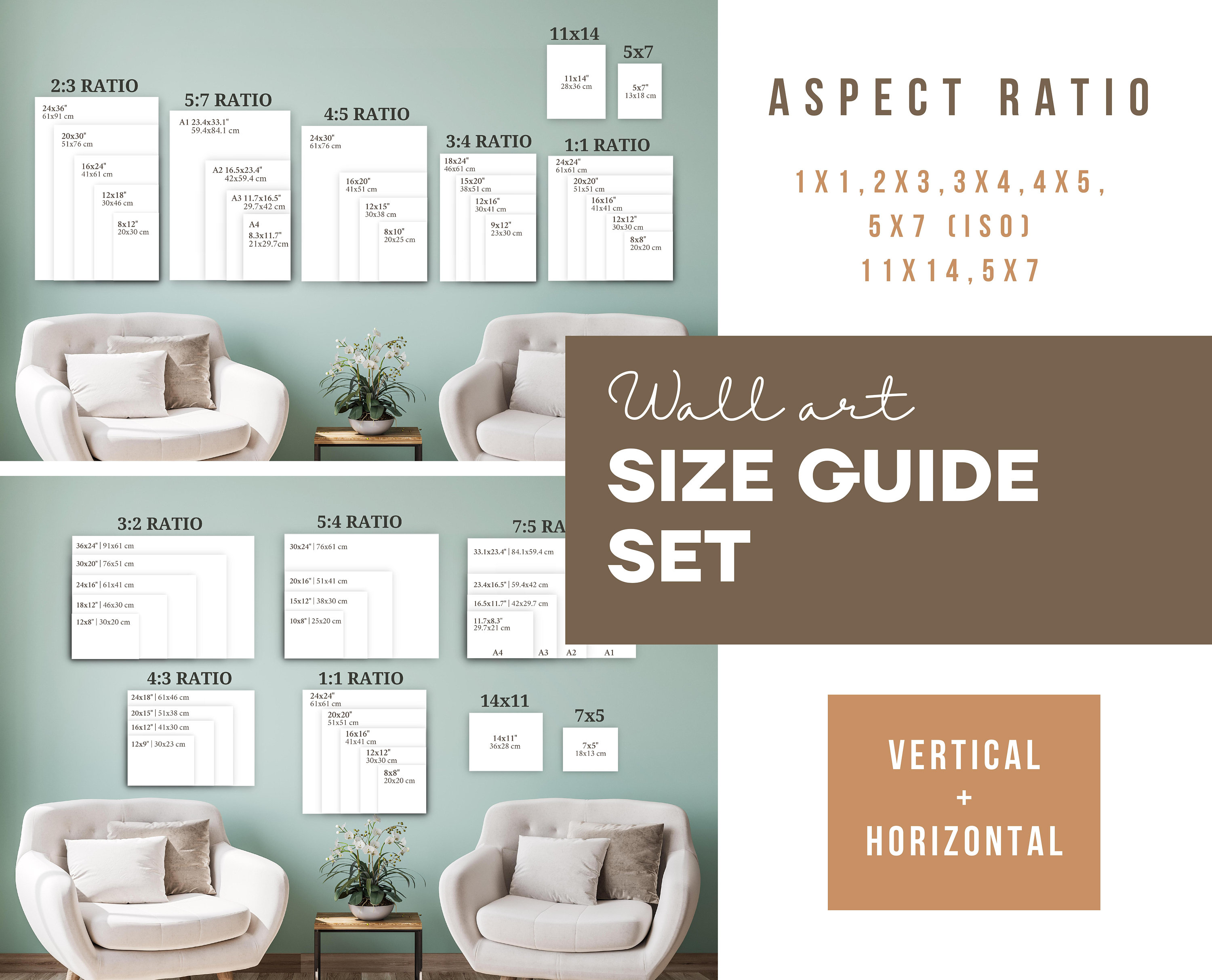 Wall Art Size Guide, Frame Size Guide, Poster Size Chart