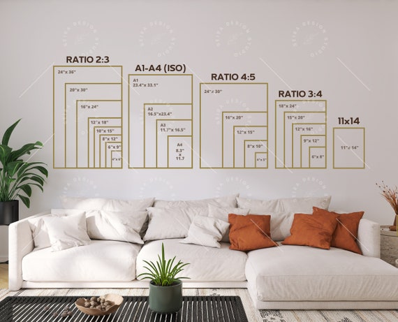 Wall Art Size Guide Frame Size Guide Print Size Guide Comparison Chart Poster Size Chart Wall Display Guide Frame Aspect Ratio Inch Etsy UK