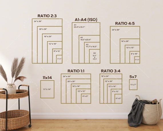 Wall Art Size Guide, Frame Size Guide, Print Size Guide, Comparison Chart, Poster Size Chart, Wall Display Guide, Frame Aspect Ratio