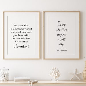 Alice In Wonderland Print, Set of 2 Print, Lewis Carroll , Book Quotes Print , Alice in Wonderland Quotes, Alice in Wonderland Wall Art