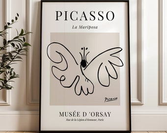 Picasso, Picasso zeer fijne tekeningen, minimalistische lijntekeningen, Picasso-tentoonstellingsposter, museumposter, Picasso-afdruk, Picasso-poster, digitale download