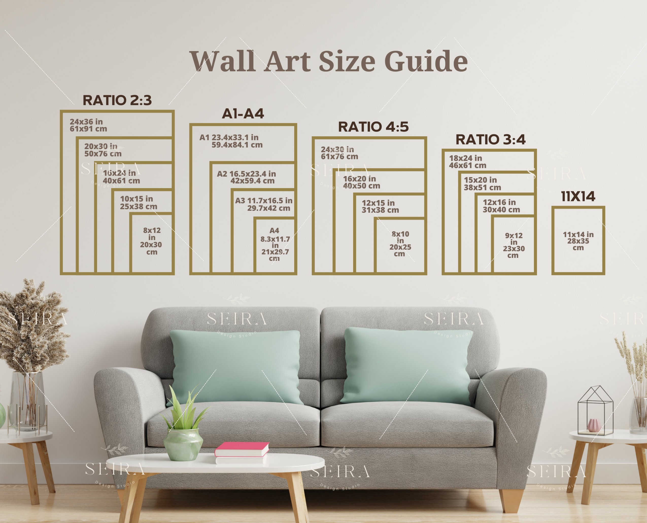 Wall Art Size Guide Frame Size Guide Print Size Guide - Etsy Ireland