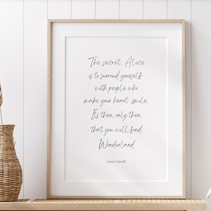 Alice In Wonderland Print, The Secret Alice, Lewis Carroll Wall Art , Book Quotes Print , Adventure Quote Prints, Alice in Wonderland Quotes
