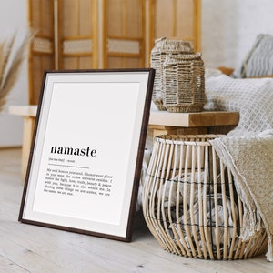 Namaste Definiton Print, Namaste Sign, Namaste Print, Yoga Poster, Meditation Print, Yoga Wall Decor, Printable Wall Art, Namaste Poster image 2