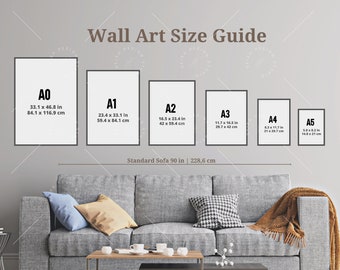 Wall Art Size Guide, Standard Frame Size Guide, Poster Sizes Guide, Frame Size Guide, Wall Art Size Mockup, Print Size Guide