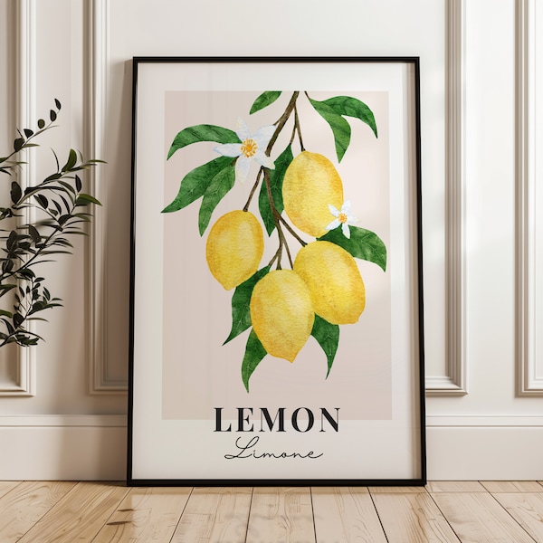 Lemons Print | Fruit Market Print | Trending Art Print | Abstract Wall Art | Botanical Poster | Lemon Illustration | Printable Kitchen Art