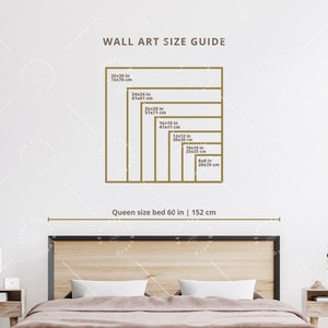 Guía de tallas de arte de pared cuadrado, guía de tallas de marcos, guía de tallas de impresiones, tabla de tallas de pósteres, guía de relación 1:1, guía de tallas de impresiones artísticas, guía de tallas de arte