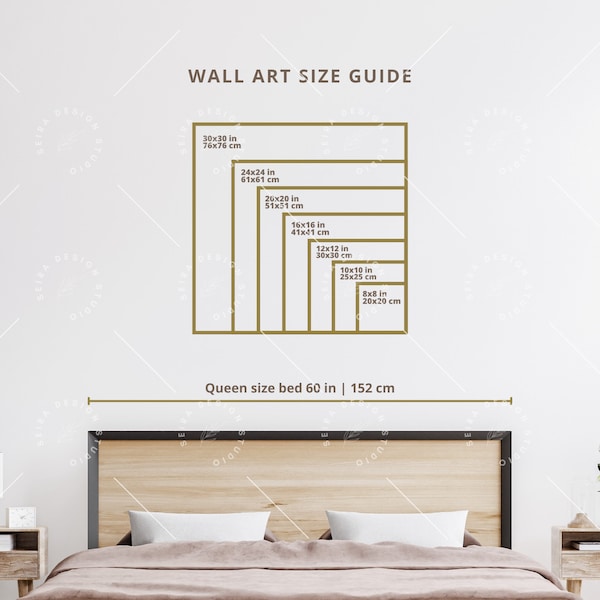 Square_Wall Art Size Guide, Frame Size Guide, Print Size Guide,  Poster Size Chart, 1:1 Ratio Guide, Art Print Size Guide, Art Size Guide