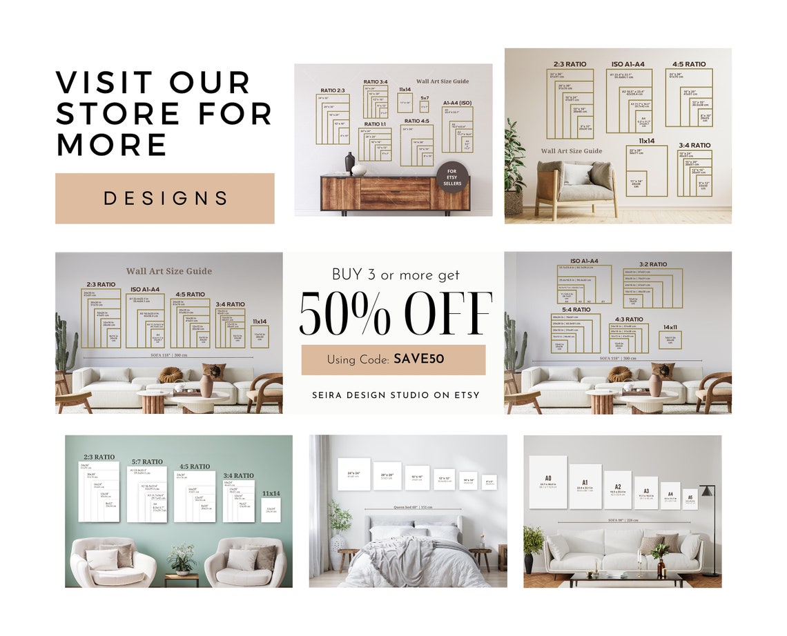 Wall Art Size Guide, Frame Size Guide, Poster Size Chart, Comparison ...