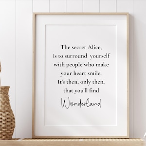 Alice In Wonderland Print, The Secret Alice, Lewis Carroll Wall Art , Book Quotes Print , Adventure Quote Prints, Alice in Wonderland Quotes