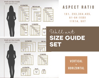 壁アートサイズガイド、フレームサイズガイド、ポスターサイズ表、比較